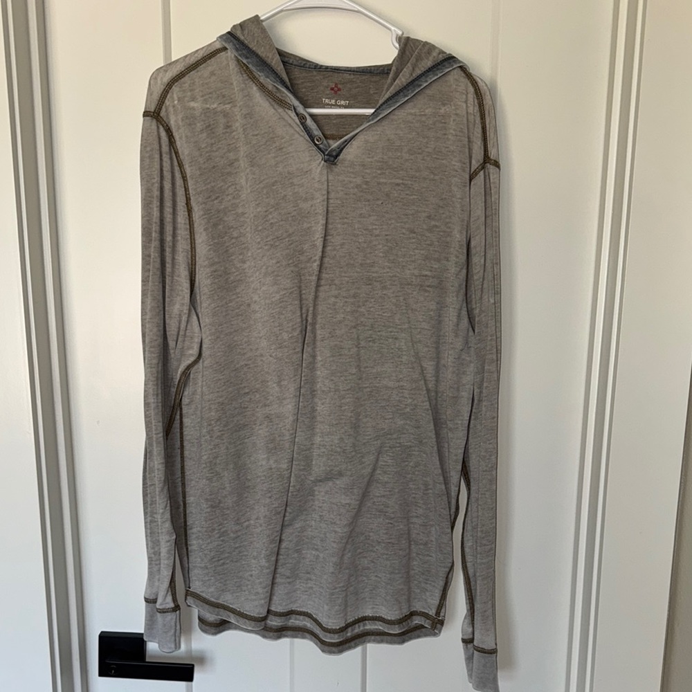 True Grit Gray Long Sleeve Hoodie